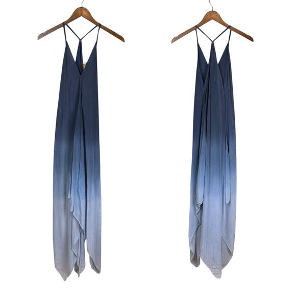 Viola Parrocchetti Navy Blue Ombre Anita Strappy Halter Vacation Maxi Dress - Picture 6 of 8